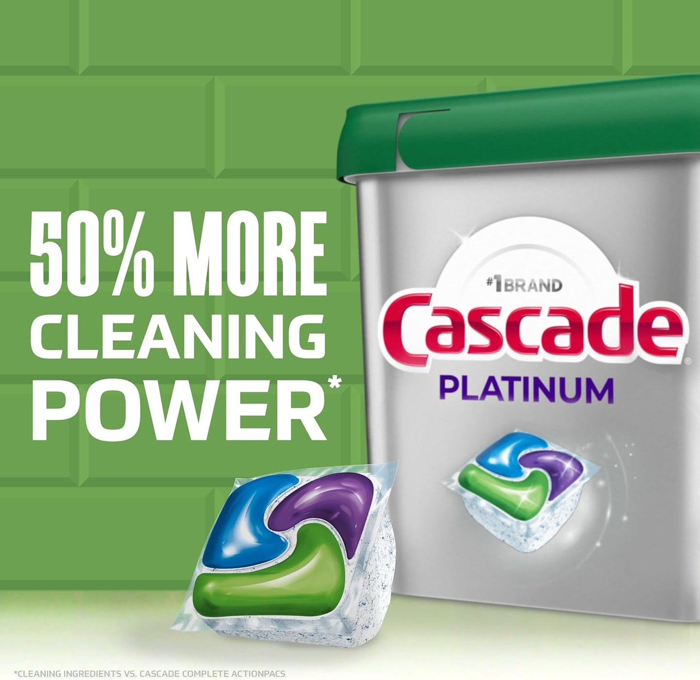 Cascade Platinum Dishwasher Pods, Dishwasher Detergent, Dish Detergent Soap, Lemon, 59 Count
