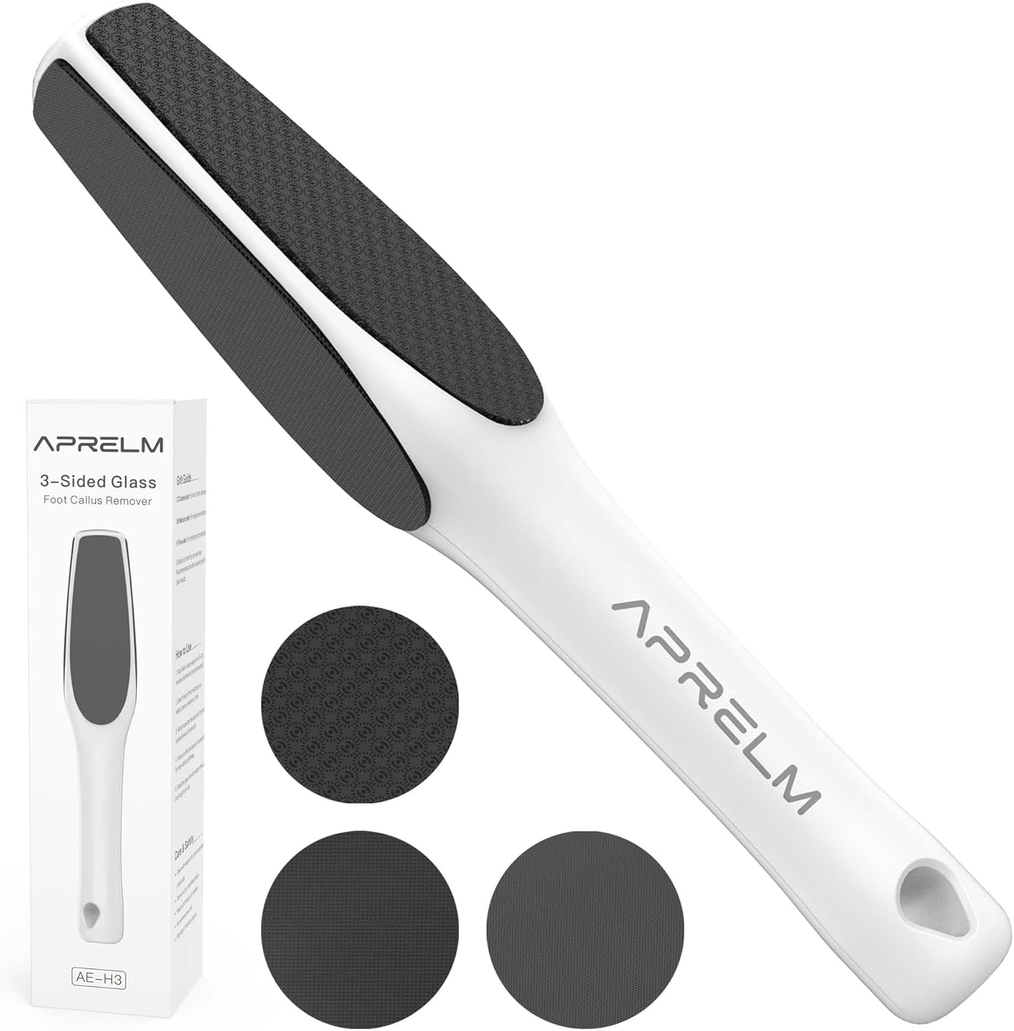 3-Sided Nano Glass Foot Callus Remover, Professional 3-in-1(Coarse, Medium, Fine) Foot File, Pedicure Tools for Feet Hard Skin Smooth Polishing (White)