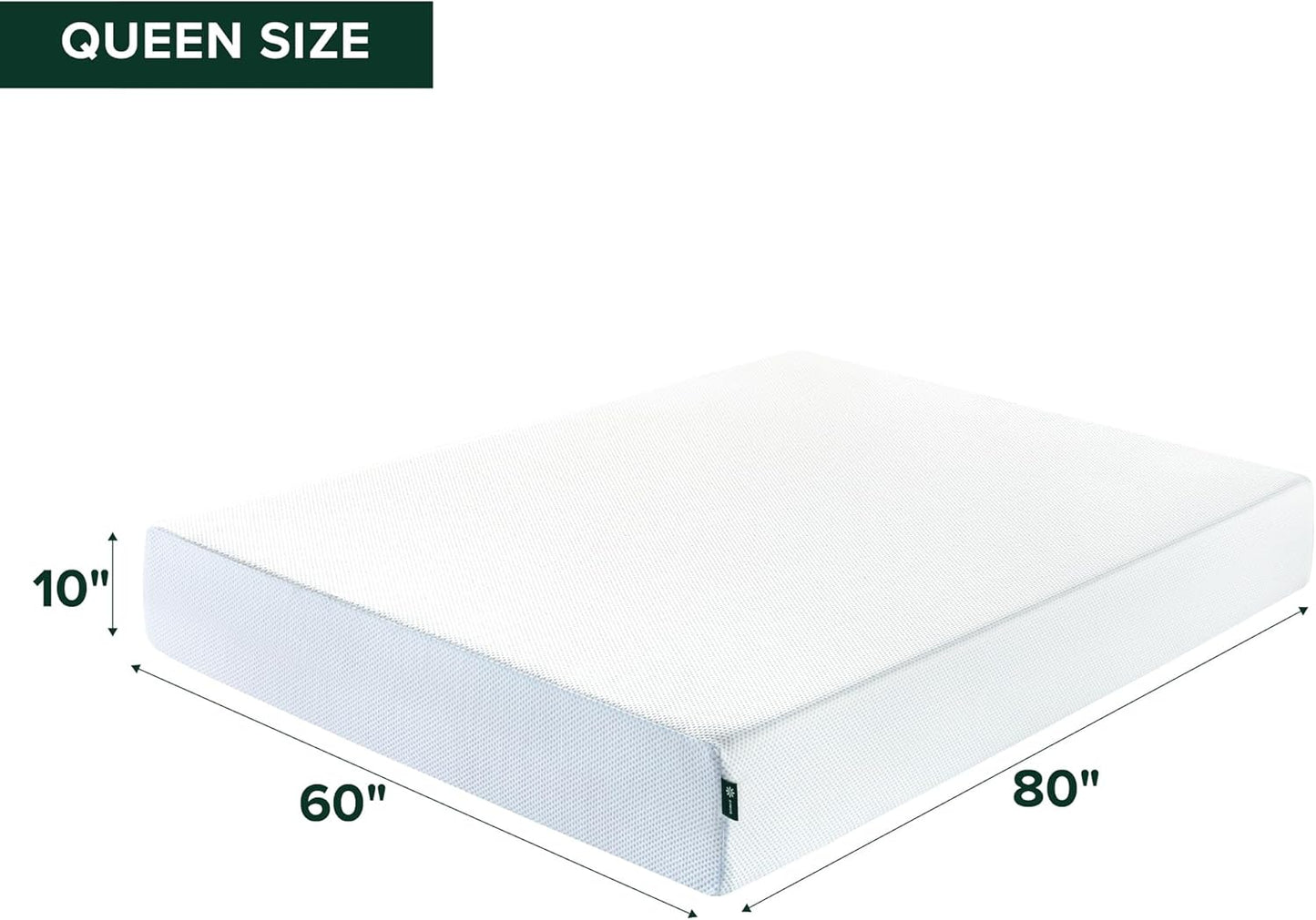ZINUS 10 Inch Green Tea Cooling Memory Foam Mattress [New Version], Queen, Fiberglass Free, Medium Firmness, Cooling Gel Foam, Certified Safe Foams & Fabric, Mattress in A Box