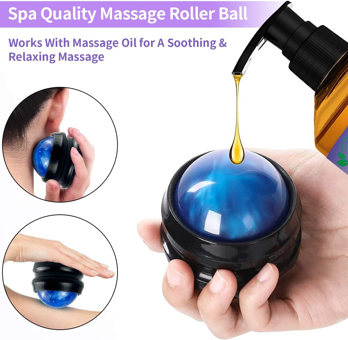 Valentines Day Gifts for Him & Her-3 Pack Massage Oil for Massage Therapy,Sore Muscle Arnica Oil & Relaxing Lavender Oil & Ginger Oil Lymphatic Drainage & Massage Ball,Valentines Gifts for Men Women