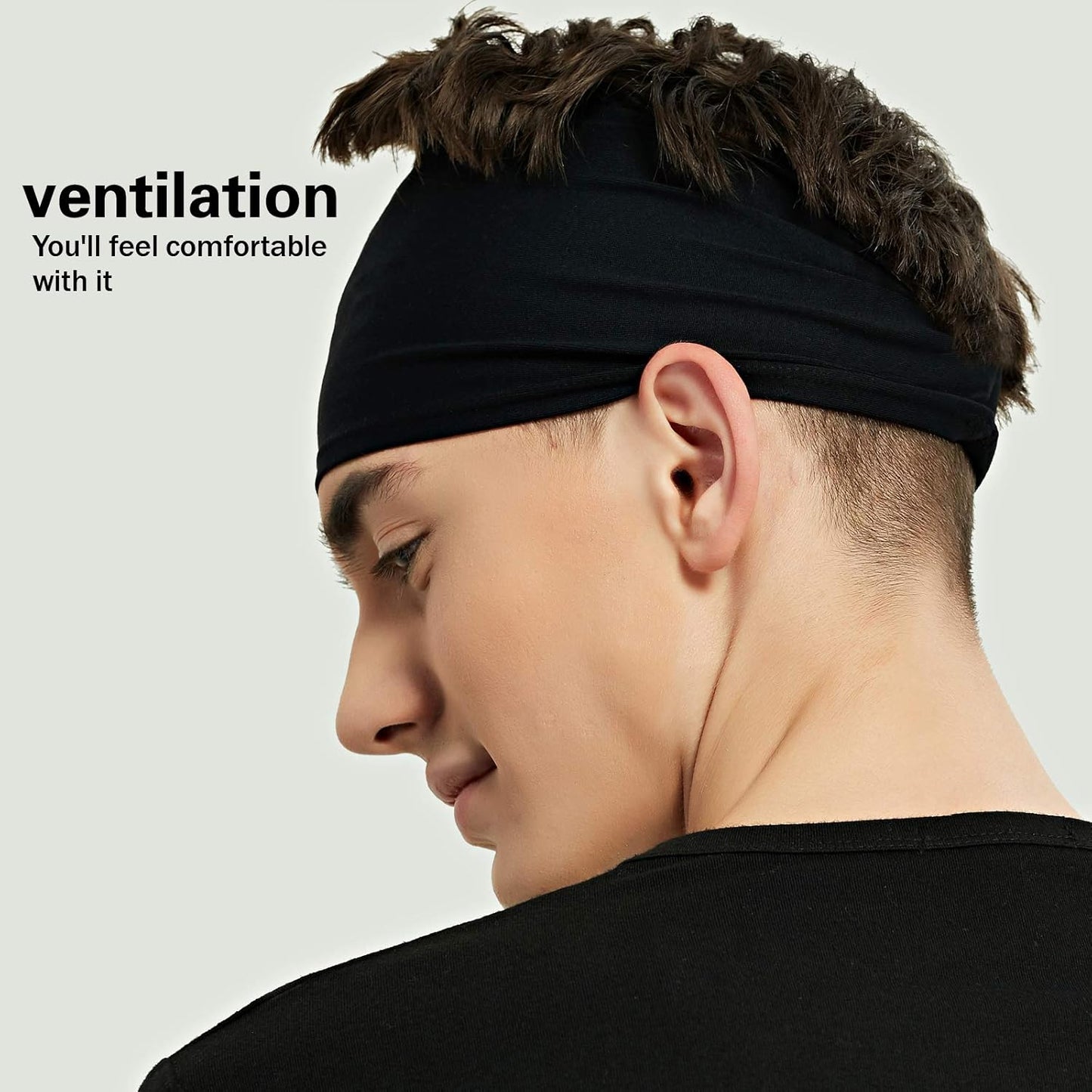 Sports Headbands for Men (5 Pack), Moisture Wicking Workout Headband, Sweatband Headbands for Running, Cycling, Football, Yoga, Hairband for Women and Men