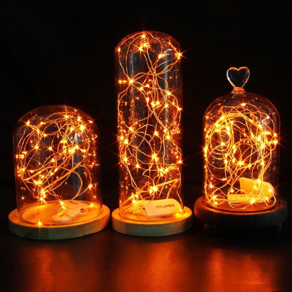 CYLAPEX 6 Pack Orange Fairy Lights String Battery Operated Fairy Lights Firefly Lights LED Starry String Lights 3.3ft 20 LEDs Silvery Copper Wire for Hallowen Christmas Decor Costume Wedding Party
