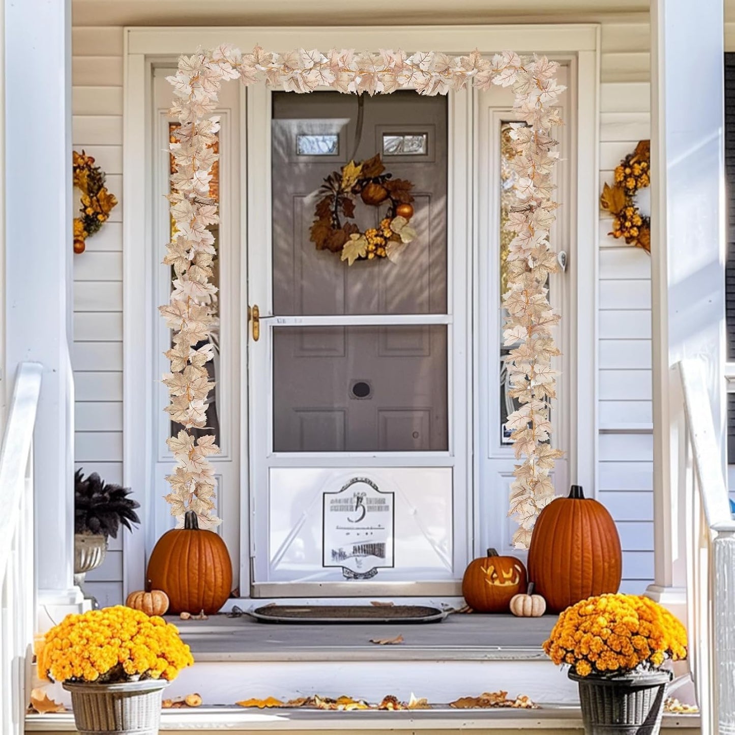 Timer - 2 Pack Fall Decor Fall Garland with Lights Fall Decorations for Home, Lighted Maples Leaves Garland Total 13Ft 40LED Battery Operated Halloween Thanksgiving Decor Home Indoor Outdoor Christmas