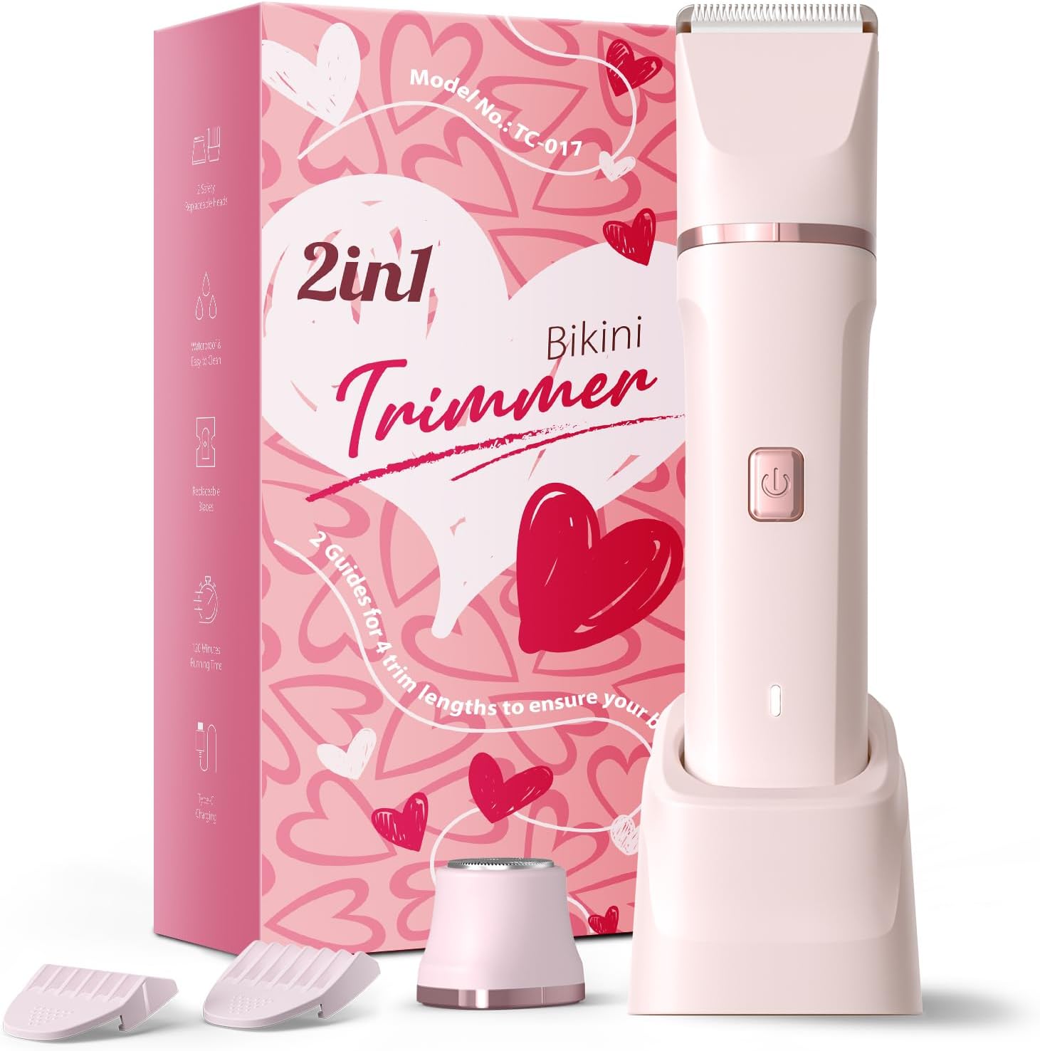 Bikini Trimmer for Women - Painless Electric Razors for Silk Skin,Cordless Body Shaver for Trip,Replaceable Lady Facial Razor, IPX7 Waterproof&Easy Cleaning, Ceramic Blade, Gifts for Women
