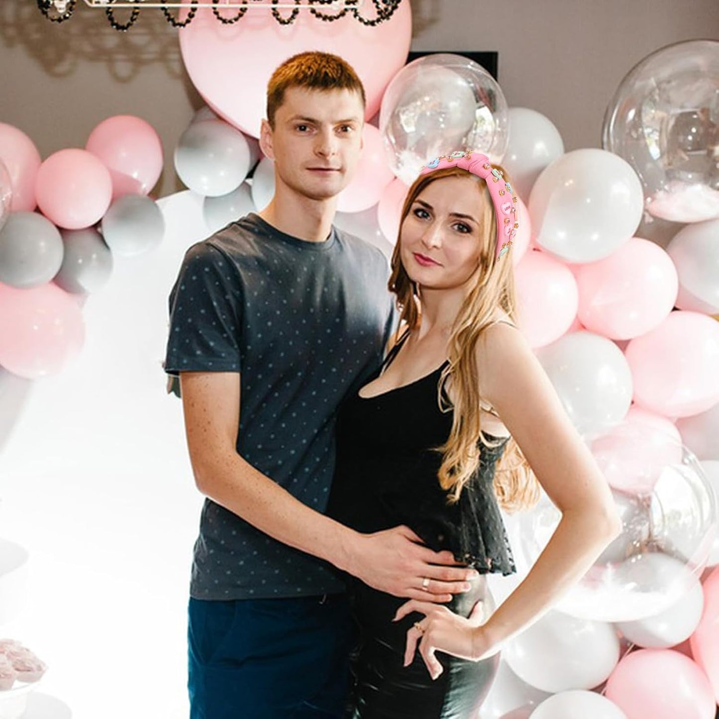 YARIEW Valentines Day Headbands for Women Love Sweet Heart Headband Pink Rhinestone Knotted Headband for Women Valentine Day Decorations Fashion Headband Hair Accessories