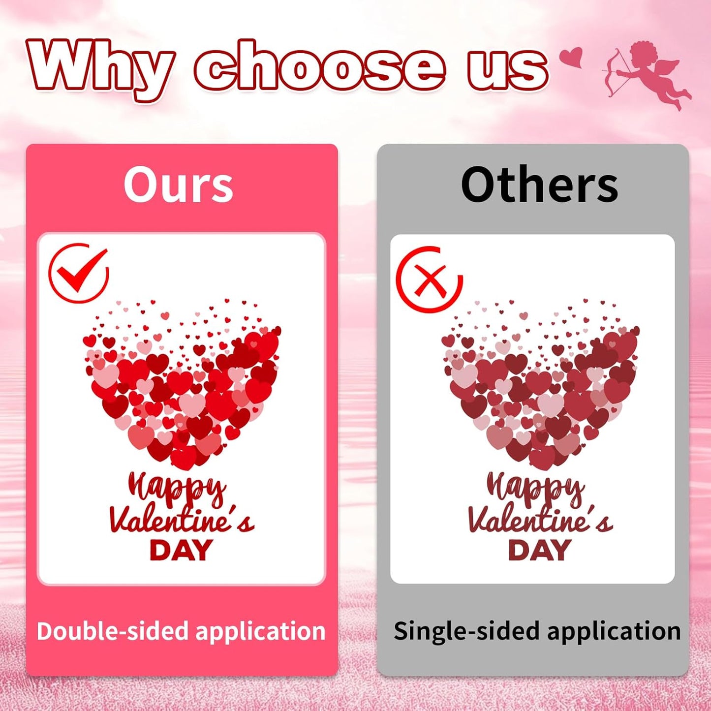 Valentines Day Decorations, 9 Sheets Valentine Window Clings Decor, Red Heart Stickers for Home, Office, Classroom, Romantic Cupid Decals Décor