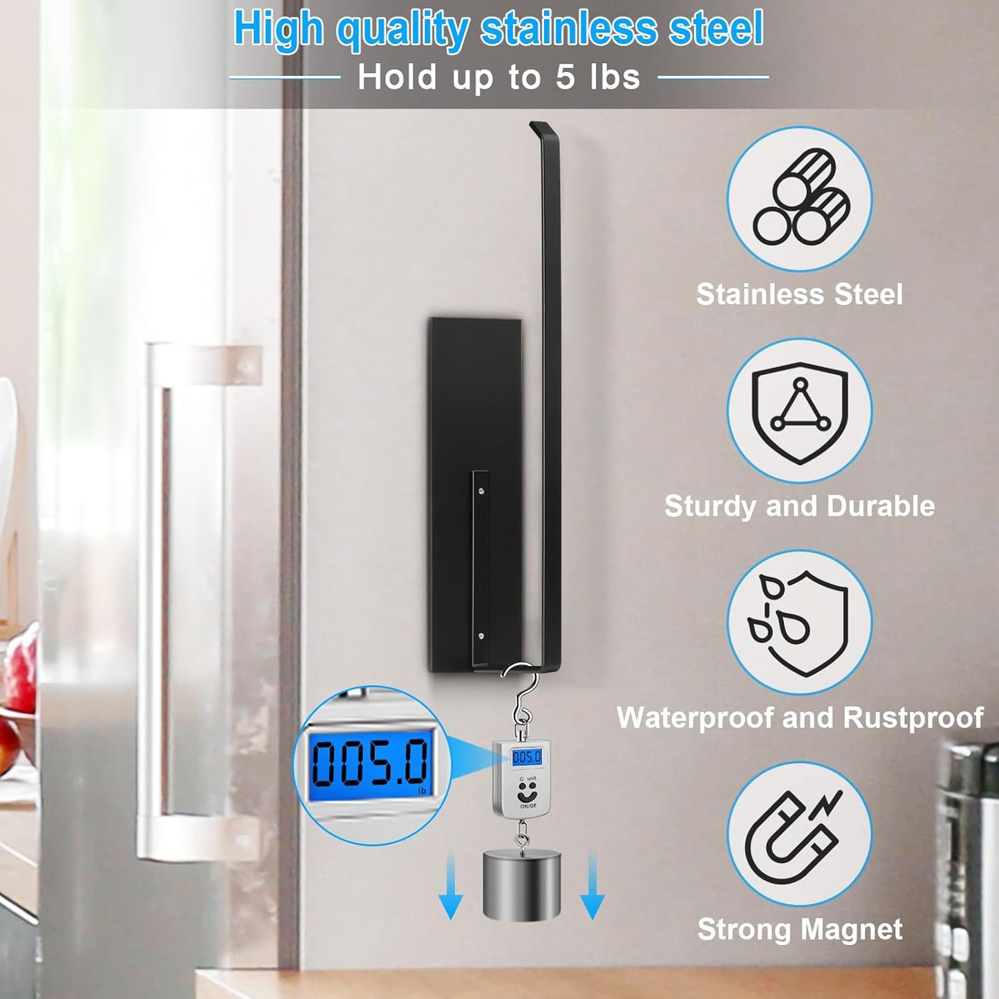 Paper Towel Holder, Magnetic Paper Towel Holder for Fridge, Toilet Paper Roll Holder Magnet Towel Rack Wall Mount Fridge Organizer for Paper Towels Rolls Bathroom Pantry RV Kitchen Storage