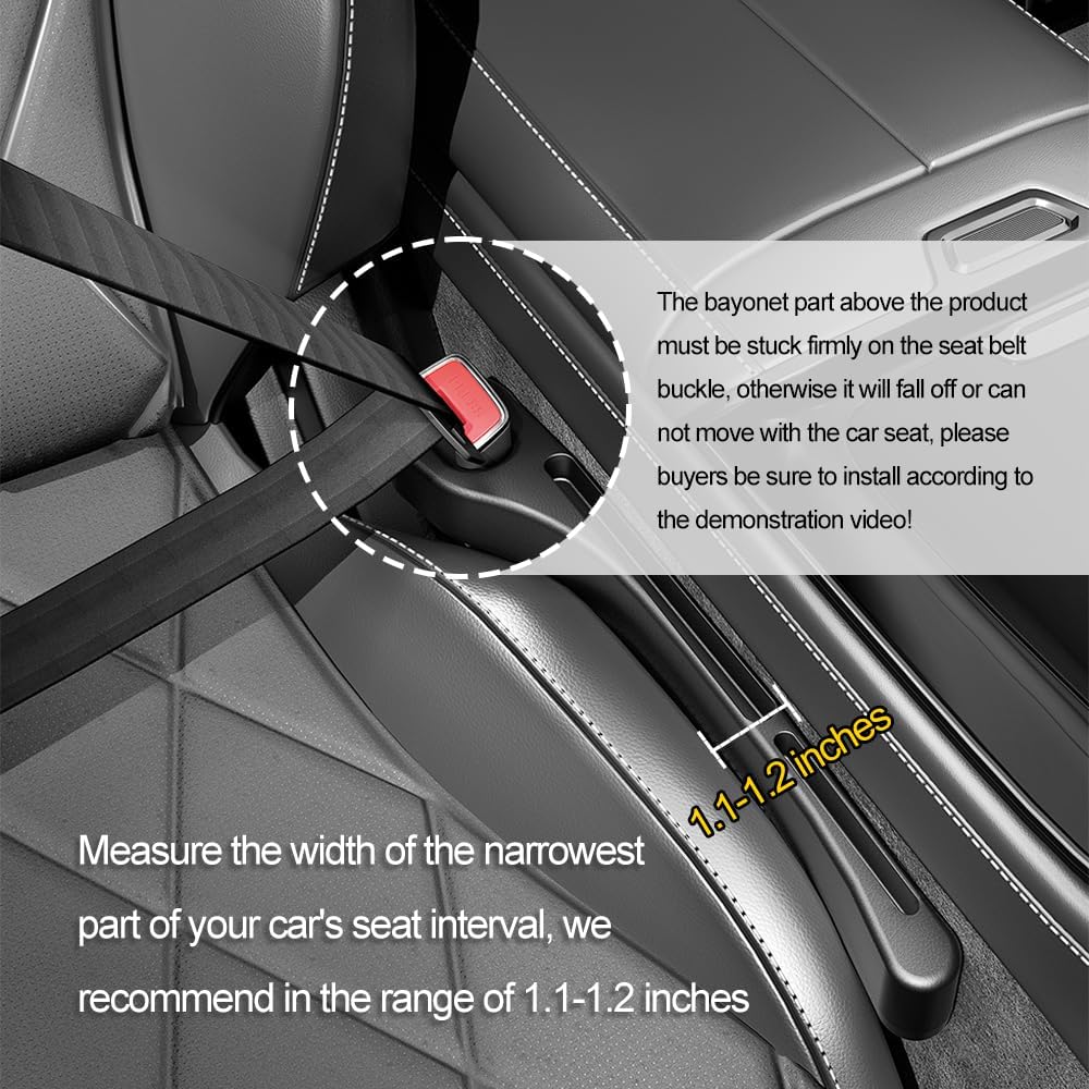 2PCS Car Seat Gap Filler Organizer with Phone Holder,[Upgrade Version] Car Seat Gap Organizer for Prevent Falling,Essential Car Accessories Car Side Seat Gap Filler (Black)
