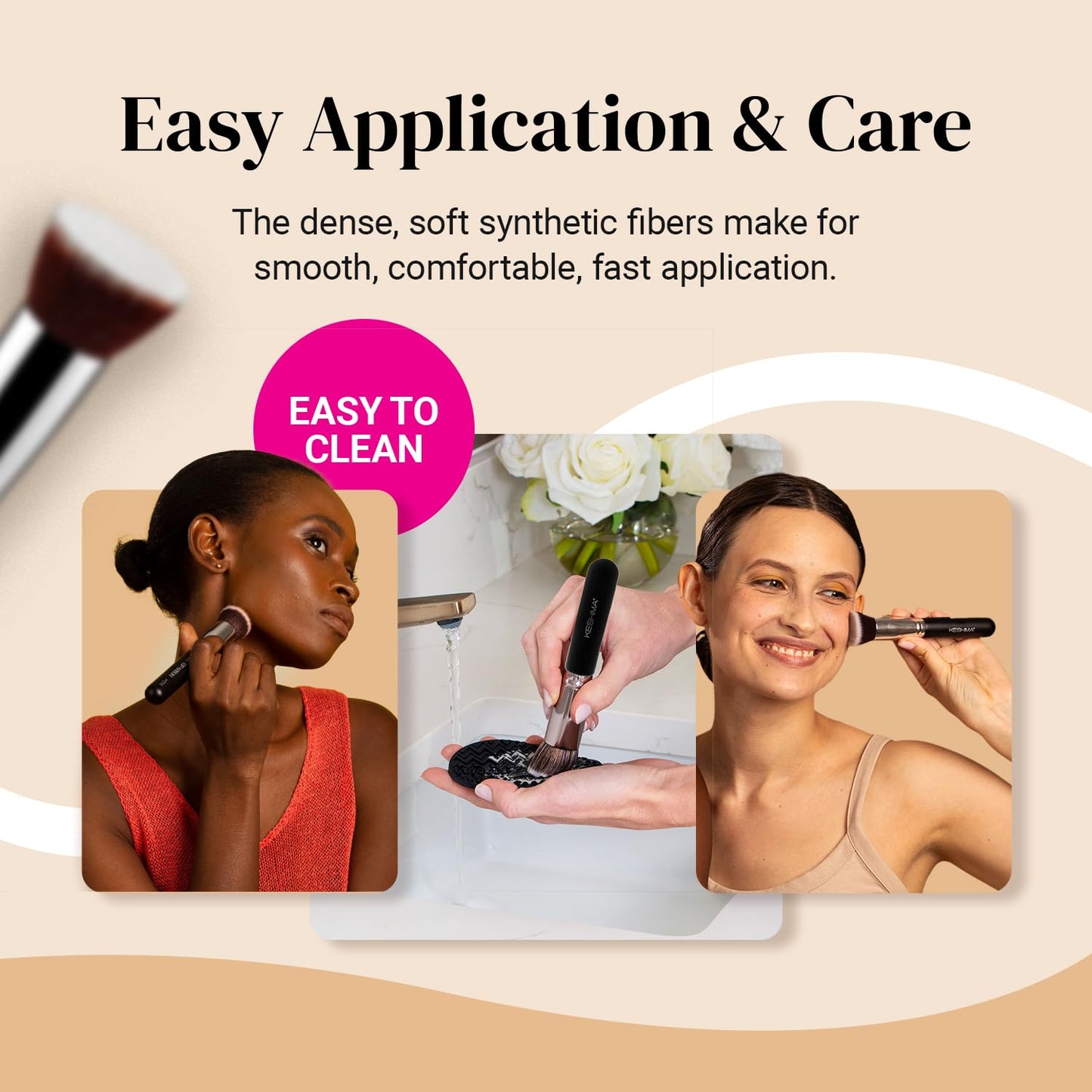 Premium  Flat Top Kabuki Foundation Brush By KESHIMA - Cart Shape