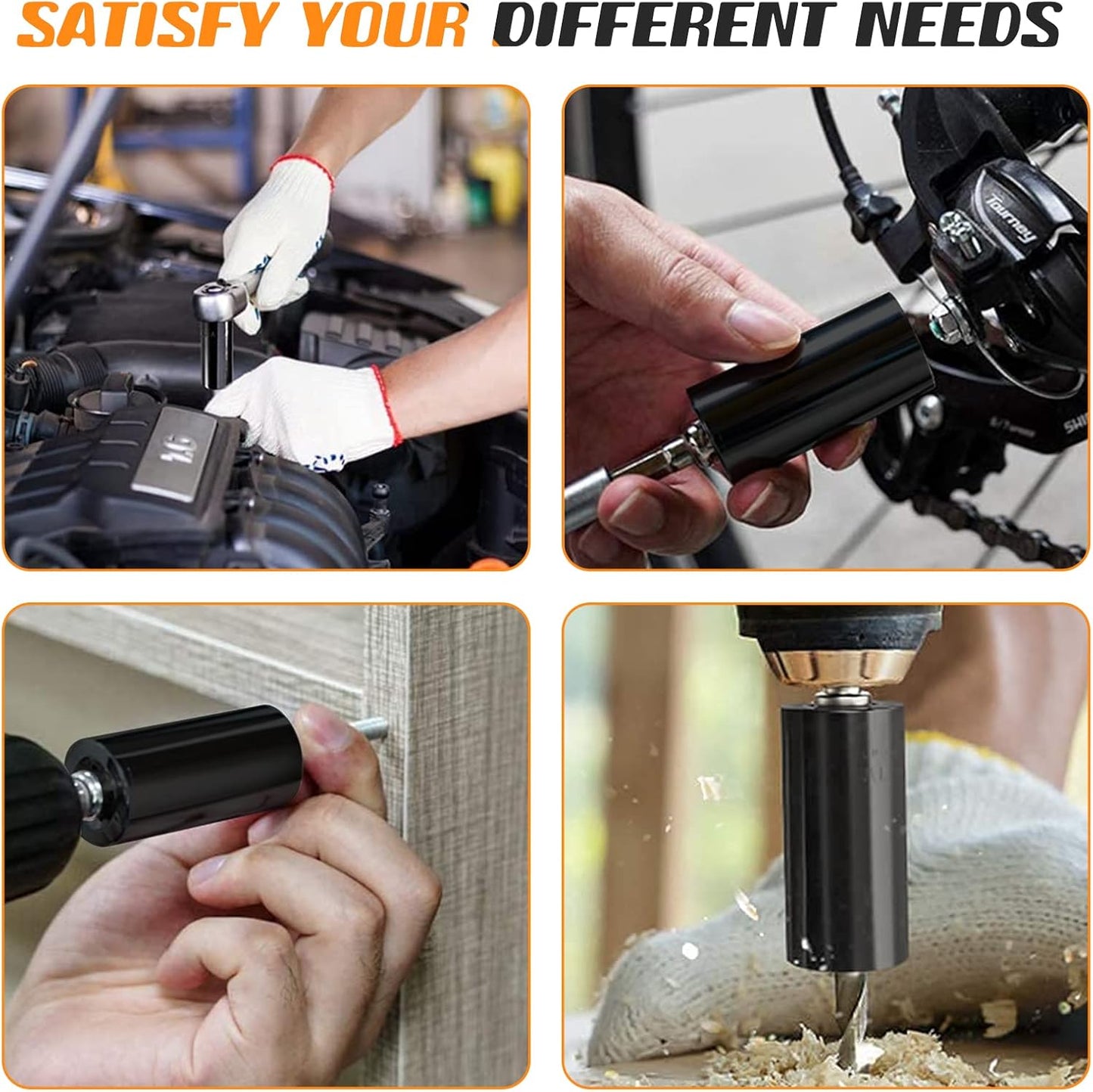 Universal Socket Tools Gifts for Men Dad Him Husband Teen Boys Women Cool Stuff Ideas Gadgets Gifts Fathers Day Birthday Christmas Stocking Stuffers Grip Socket Set with Power Drill Adapter