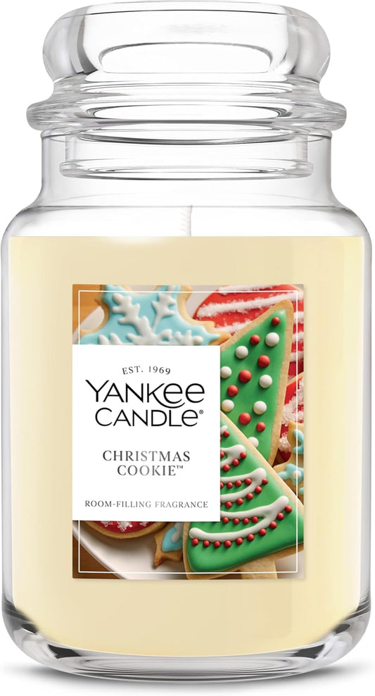 Yankee Candle Large Jar Scented Candle with up to 150 Hour Burn Time, Premium Plant Wax Blend for Consistent Burn, 22 oz Jar Candle with Room Filling Fragrance, Christmas Cookie