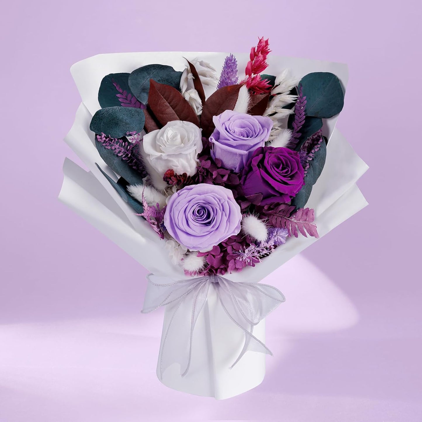 Preserved Flowers Gifts for Women, Flower for Delivery, Purple Roses Gifts fo Her, Preserved Roses Bouquets, Birthday Gifts for Grandma, Mothers Day Flowers for Wife