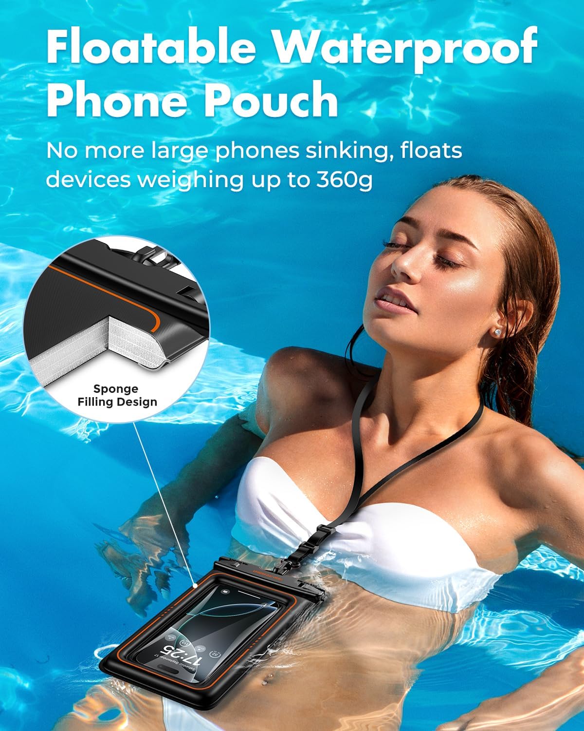 UNBREAKcable Floating Waterproof Phone Pouch 2 Pack, IPX8 Waterproof Phone Case Dry Bag Kayak/Beach/Cruise Travel Essentials, Water Proof Pouch for iPhone 16 15 Pro Max, Samsung S25 Ultra S24 S23-7"