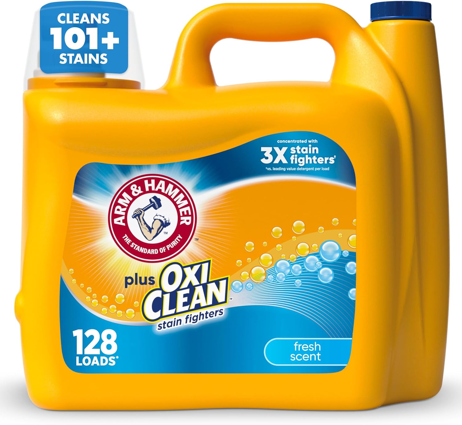 Arm & Hammer Plus OxiClean Fresh Scent, 128 Loads Liquid Laundry Detergent, 166.5 Fl oz
