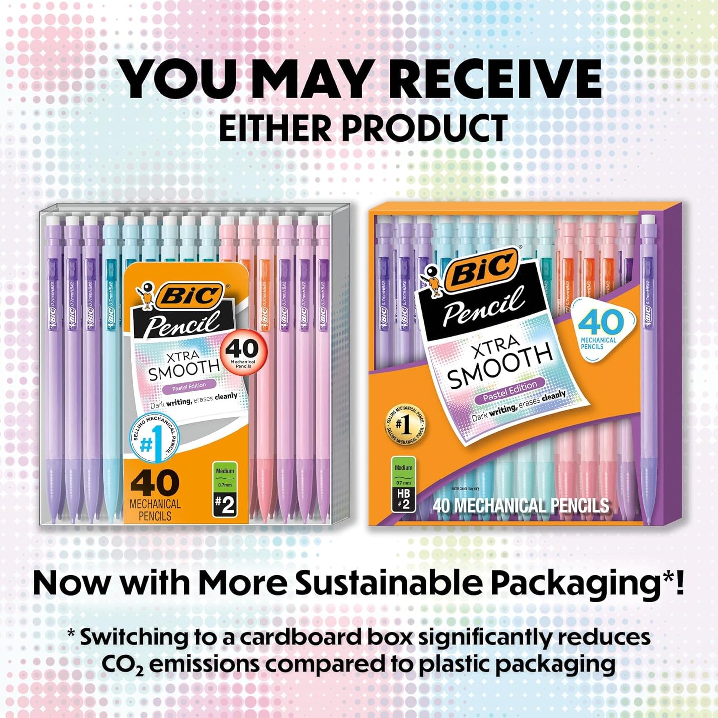 BIC Xtra Smooth Mechanical Pencil with Erasers, 0.7 mm Point, Refillable, 40-Count Pack
