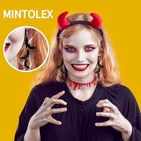 Acrylic Halloween Earrings Black Skull Bat Drop Dangle Earrings for Women Fun Cute Spooky Halloween Holiday Costume Jewelry