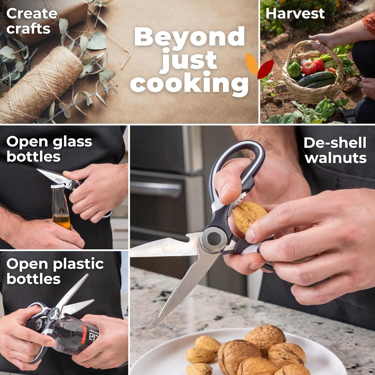 Kitchen Shears by Gidli - Includes Seafood Scissors As a Bonus - Heavy Duty Utility Stainless Steel All Purpose Ultra Sharp Scissors for Food/Cooking