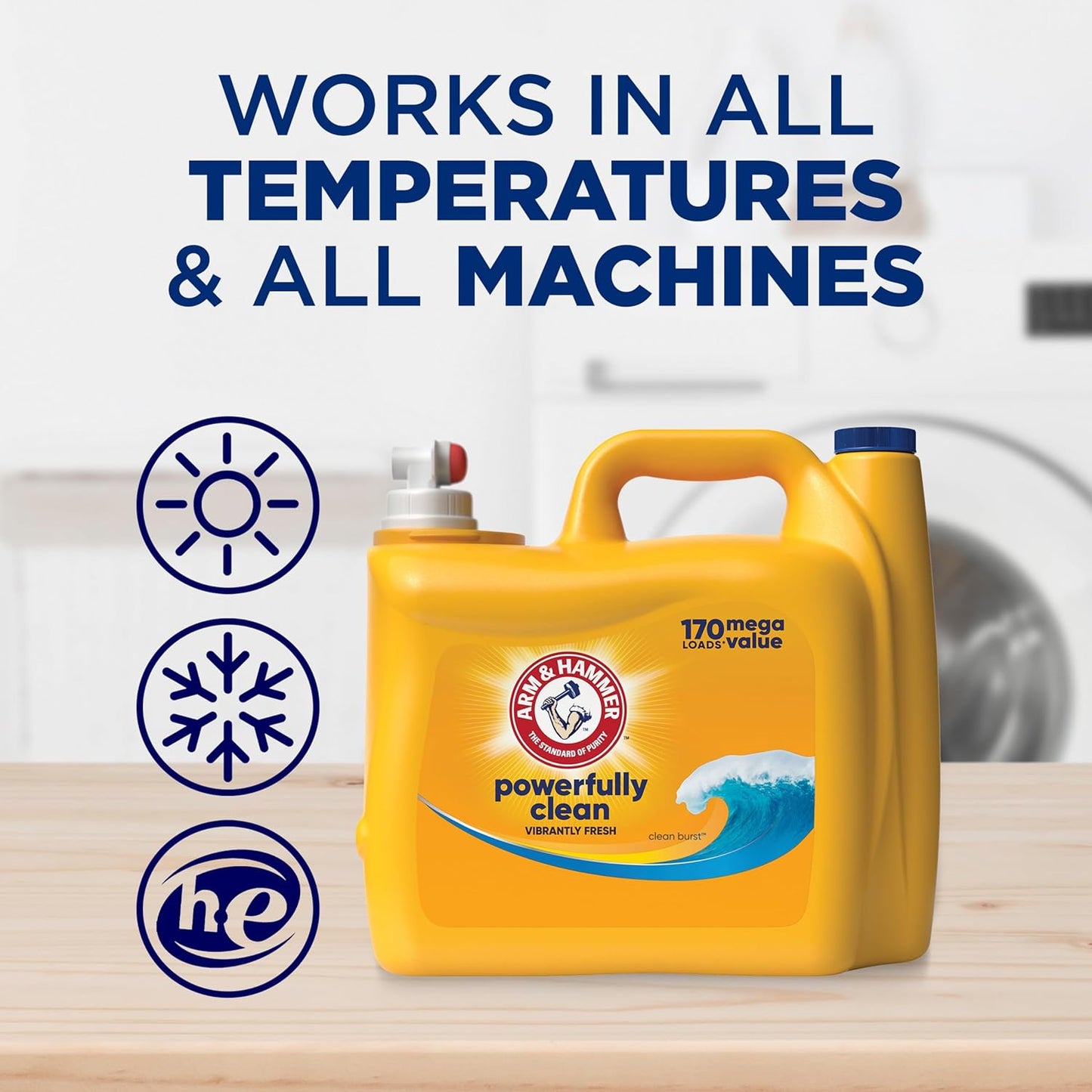 ARM & HAMMER Liquid Laundry Detergent, Clean Burst Fresh, 170 fl oz, 170 Loads