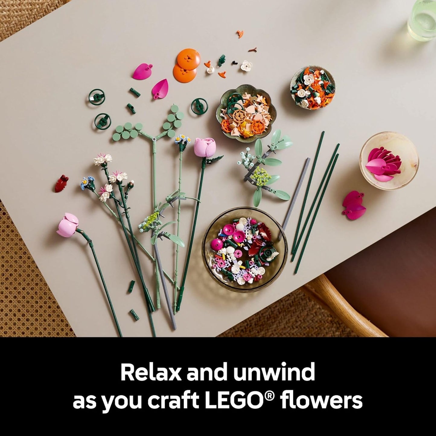 LEGO Botanicals Pretty Pink Flower Bouquet Building Set for Adults - Gifts for Valentines Day for Her- Artificial Flowers for Decor or Table Display - 10342