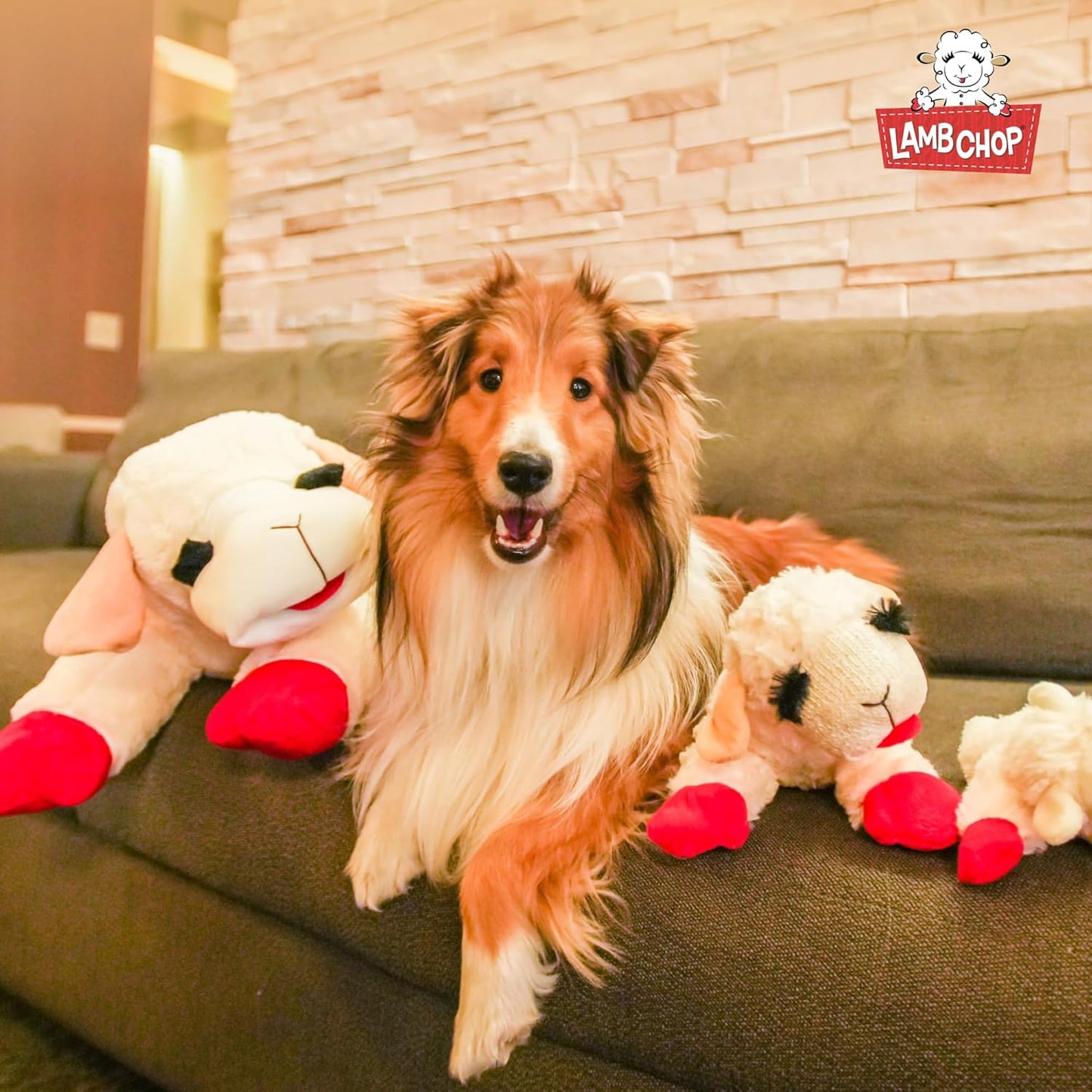 Multipet Lamb Chop Dog Plush Toy - Squeaky Toy for All Dogs - Extra Soft Plush - Stuffed Animal Dog Toy for Cuddling & Playing - Jumbo Pet Toy (24", Cream)