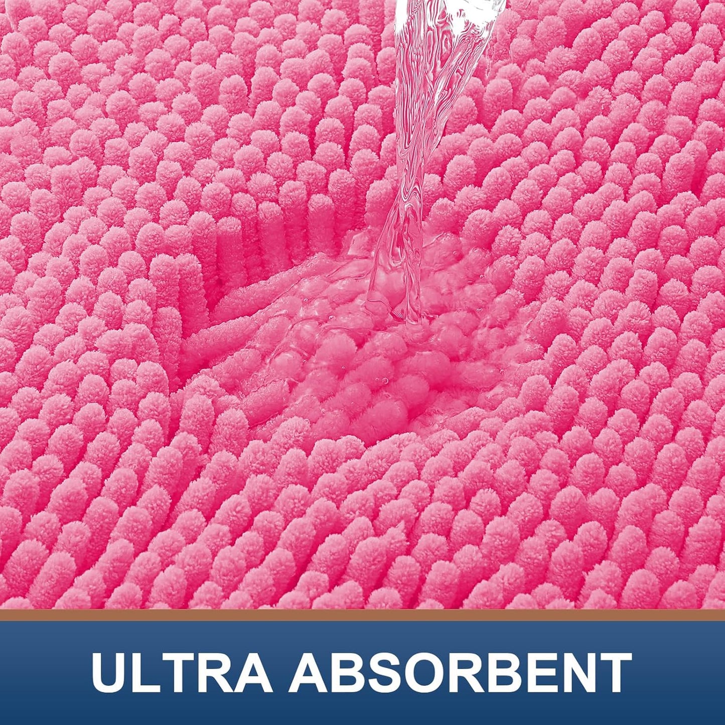 Smiry Luxury Chenille Bathroom Rugs 30x20, Extra Soft and Absorbent Shaggy Bath Mat, Machine Washable, Non-Slip Plush Carpet Runner for Tub, Shower, and Floor, Home Decor Accessories, Black