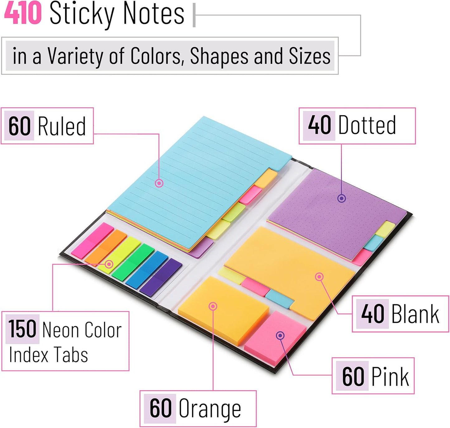 Mr. Pen- Sticky Notes Set, 410 Pack, School Supplies, Office Supplies, Planner Sticky Note Dividers Tabs, Book Notes, Bible Sticky Notes, Back to School Supplies