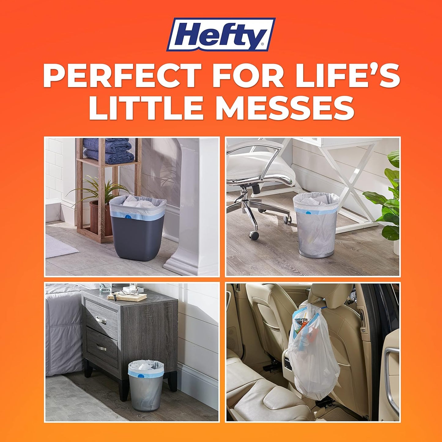 Hefty Small Trash Bags, Ocean Water Scent, 4 Gallon, 52 Count