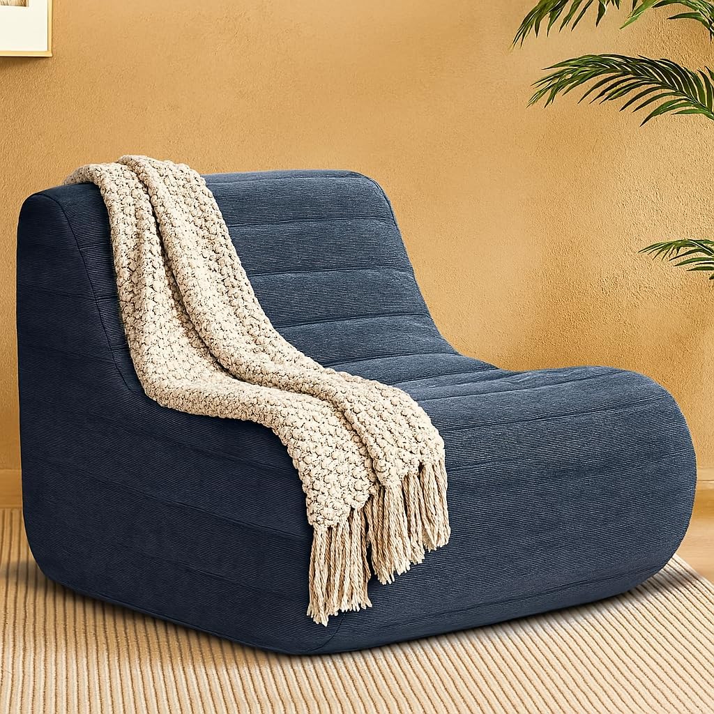 Bean Bag Chair, Fireside Bean Bags Lazy Sofa Sack, Big Beanbag Chair Floor Couch, Memory Foam Lounge Chair for Bedroom, Living Room, Office and Home (Gray)