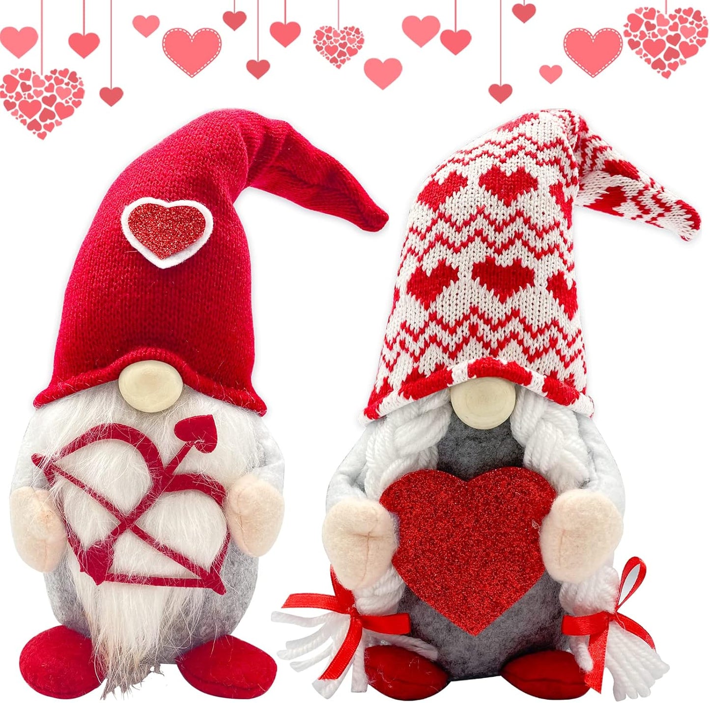 Valentines Day Decor - Valentines Day Decorations - Red Valentine Couple Plush Gnomes Decorations for Home, Office - Valentine's Gifts for Her, Wife, Women - Romantic Anniversary Vday Wedding Gift
