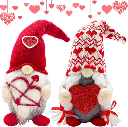 Valentines Day Decor - Valentines Day Decorations - Red Valentine Couple Plush Gnomes Decorations for Home, Office - Valentine's Gifts for Her, Wife, Women - Romantic Anniversary Vday Wedding Gift