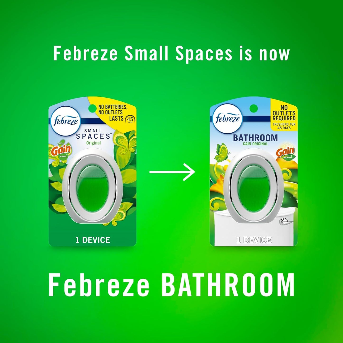 Febreze Bathroom Air Freshener, Odor-Fighting, Plug In Alternative, Air Fresheners for Home and Bathroom and Kitchen, Closet Air Fresheners, Gain Original Scent, 4 Count