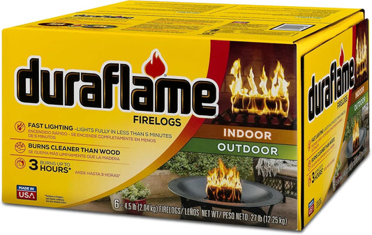 Duraflame 6-Pack Indoor/Outdoor Logs for Fireplace & Fire Pit, 3-Hour Burn, 4.5lb Each