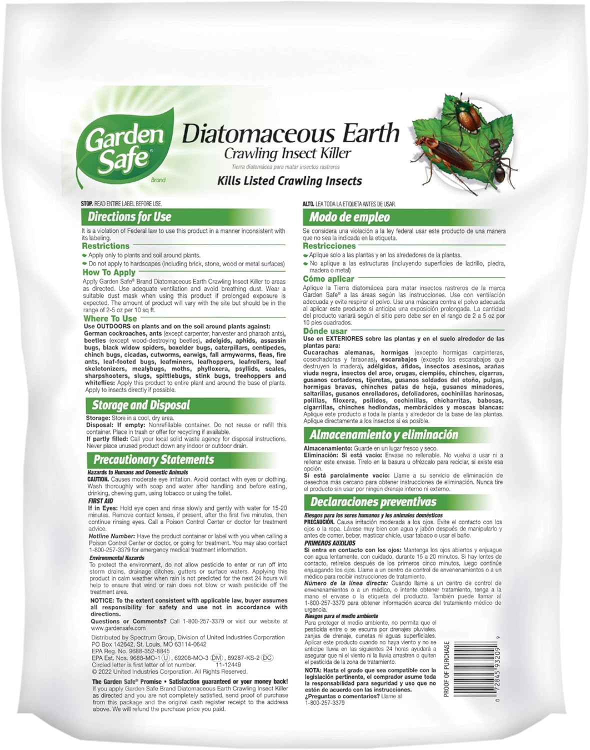 Garden Safe Brand Crawling Insect Killer Containing Diatomaceous Earth, 4 Pounds, Kills Cockroaches, Ants and Other Listed Crawling Insects by Contact, For Use Indoors & Outdoors - Cart Shape