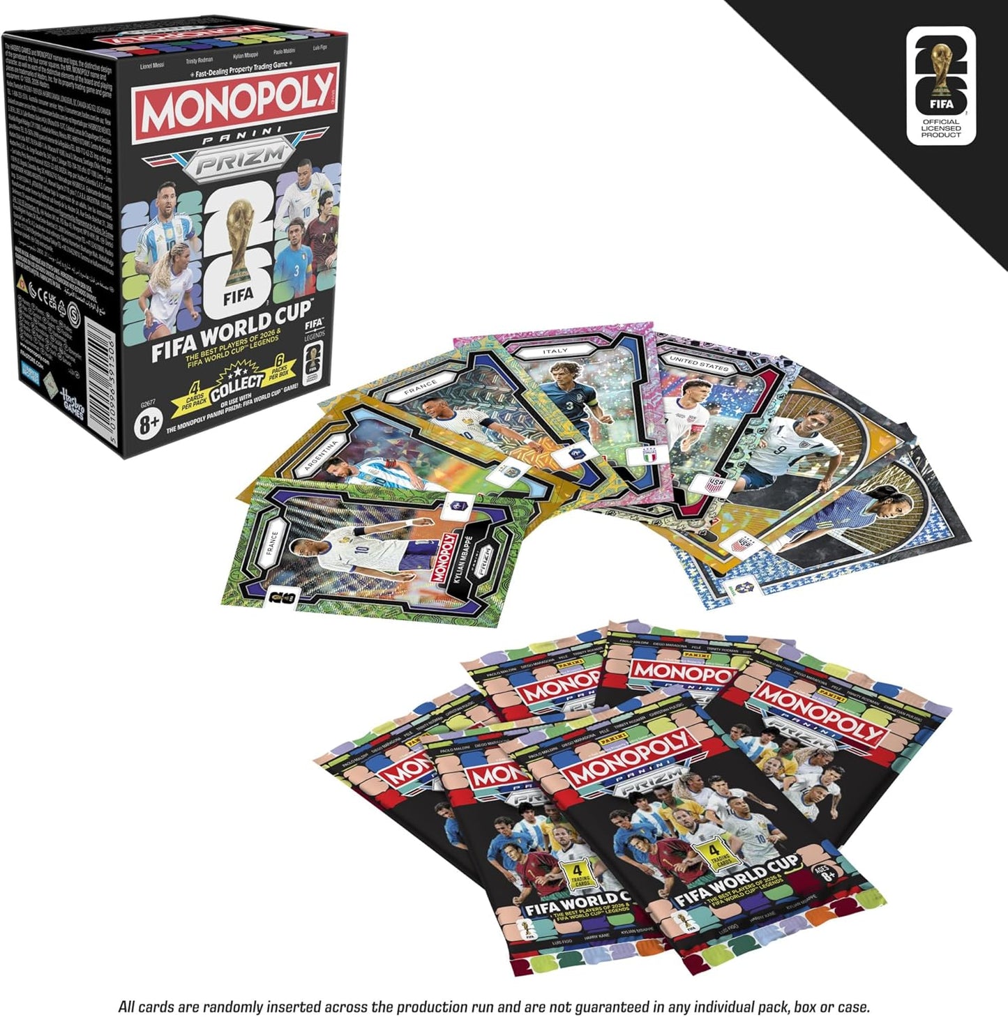 Monopoly Panini Prizm: FIFA World Cup Trading Cards Booster Box | Current Stars and Legends | 2+ Players, Ages 8+ | Gifts for Soccer Fans