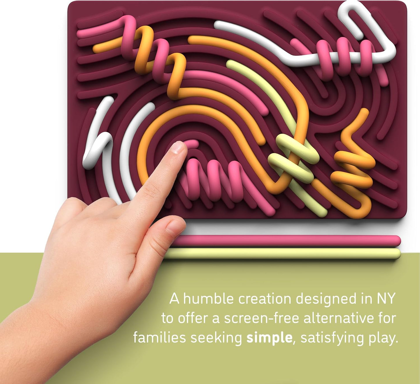 Sensory Activity Board: Silicone Fidget Toy for Calming, Stress, Anxiety, ADHD & Autism | Silent, No Mess | Kids 3+ & Adults | Includes Portable Travel Bag & 11 Strings