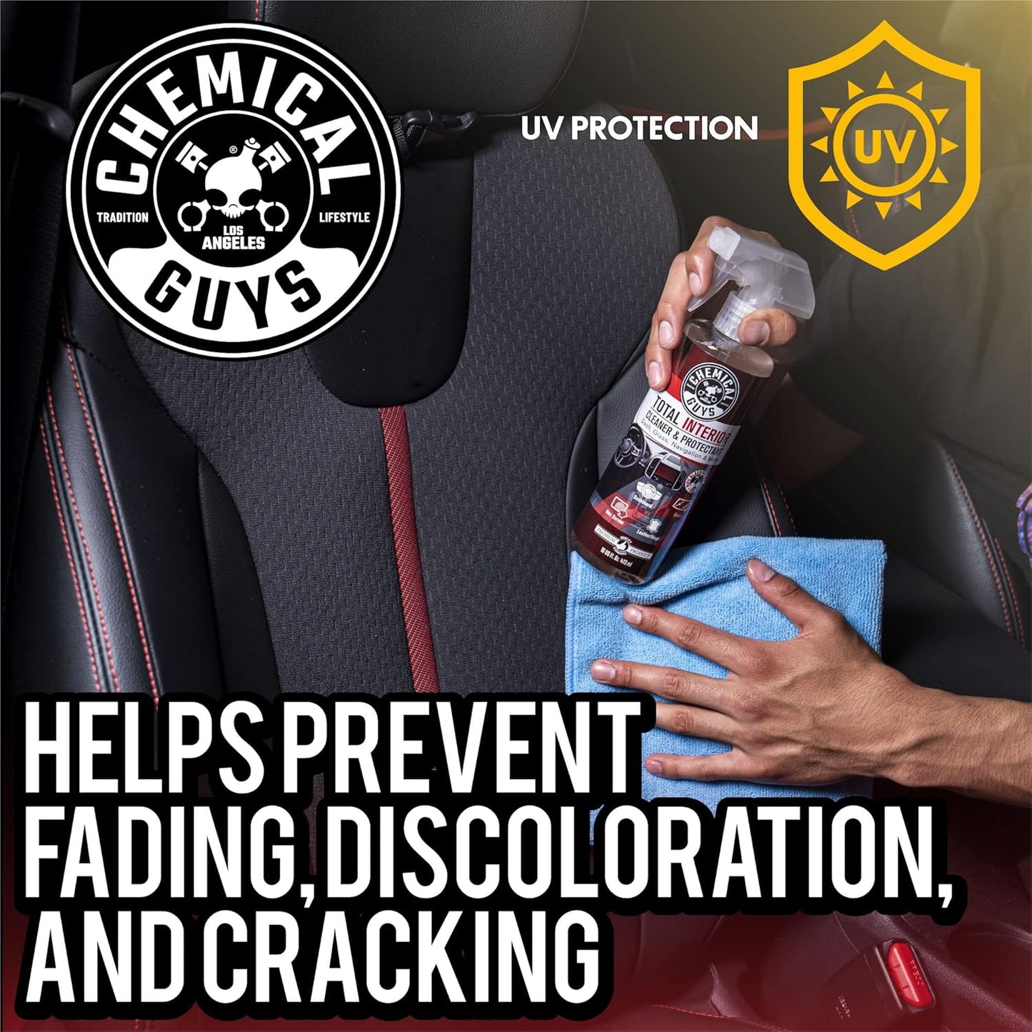 Chemical Guys Total Interior Cleaner and Protectant - Black Cherry Scent, Cleans and Protects Leather, Vinyl, Plastic, Rubber, Glass, and Fabric, Safe for Cars, Trucks, SUVs, RVs, and More - 16 oz