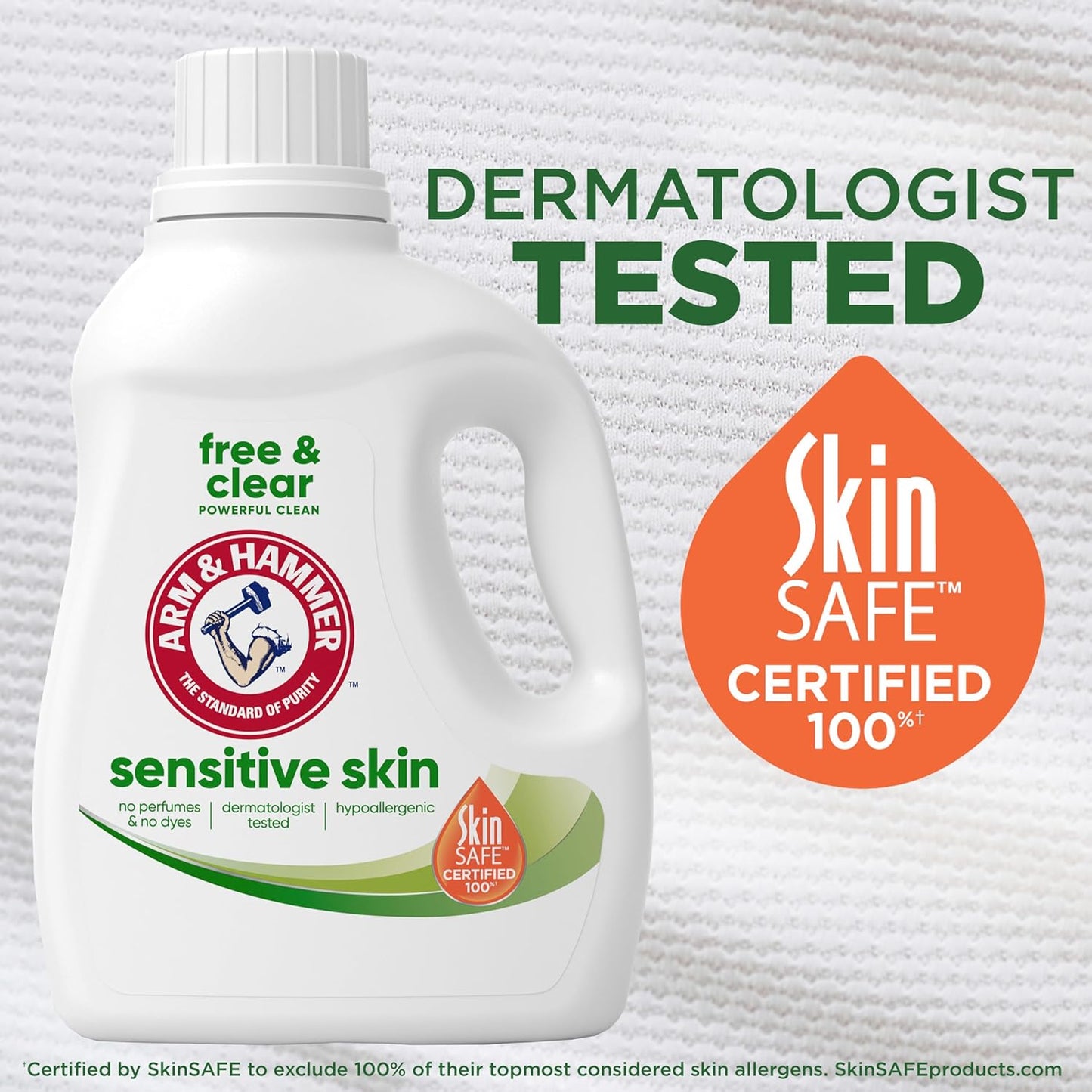 ARM & HAMMER Sensitive Skin Free Clear, 140 Loads Liquid Laundry Detergent, 140 Fl oz