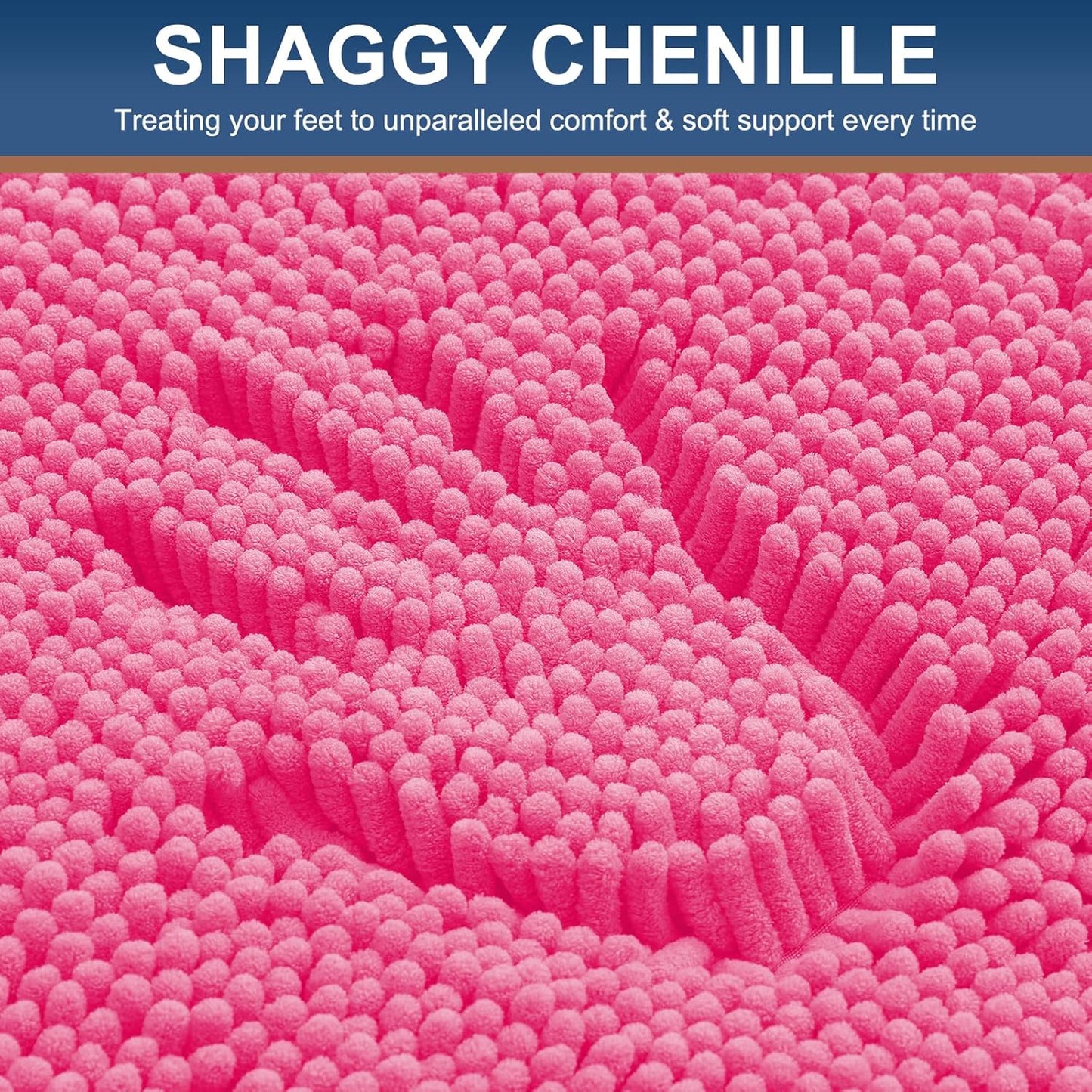 Smiry Luxury Chenille Bathroom Rugs 30x20, Extra Soft and Absorbent Shaggy Bath Mat, Machine Washable, Non-Slip Plush Carpet Runner for Tub, Shower, and Floor, Home Decor Accessories, Black
