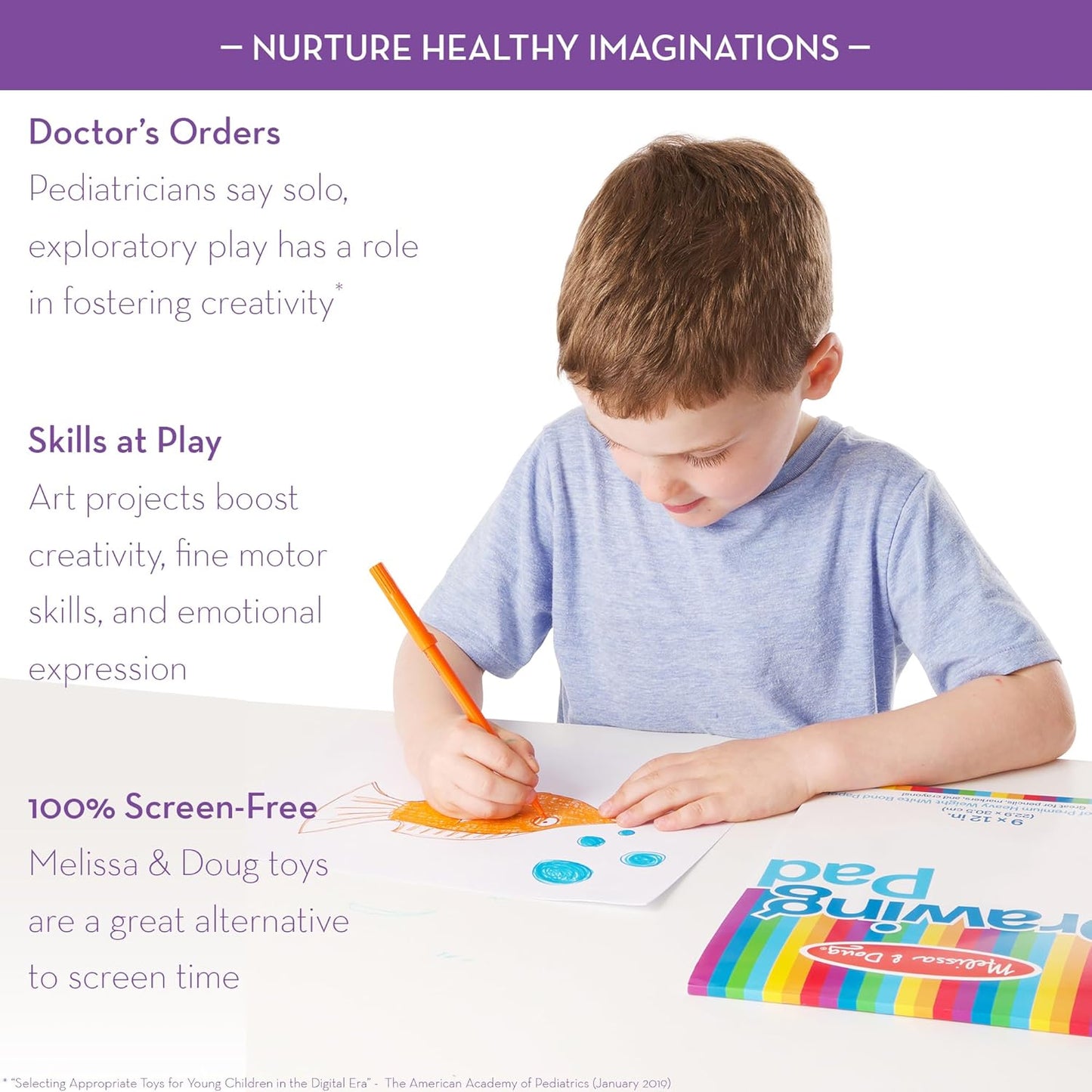 Melissa & Doug Drawing Paper, Sketch Pad, 3-Pack Bundle for Coloring, Writing or Painting (9 x 12 inches) - 50 Sheets Each, Kids Drawing Pad & Art Supplies for Kids Ages 3+ - FSC Certified