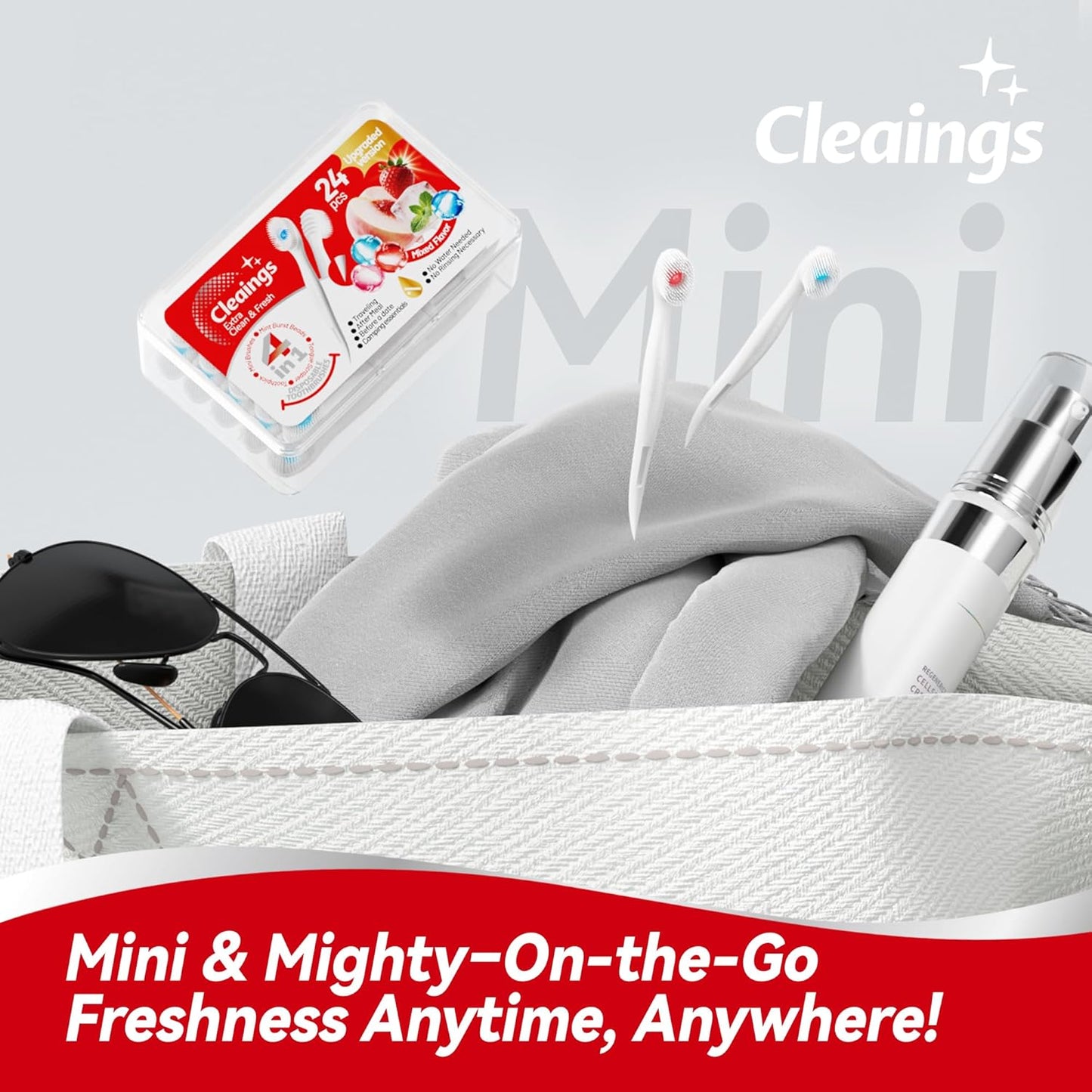 Mini Disposable Toothbrush Set with Toothpaste – Travel Essentials, Portable Toothbrush for Women & Men, Camping, Road Trip, Vacation, 24 Count-Intense Mint Flavor（Pack of 1）