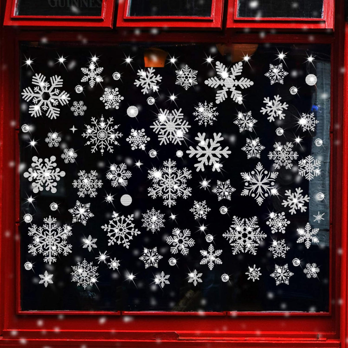 Glitter Snowflake Window Clings, 147PCS Silver Sparkling Christmas Window Clings Winter Wonderland Decorations for Home Christmas Party (Glitter Snowflake)