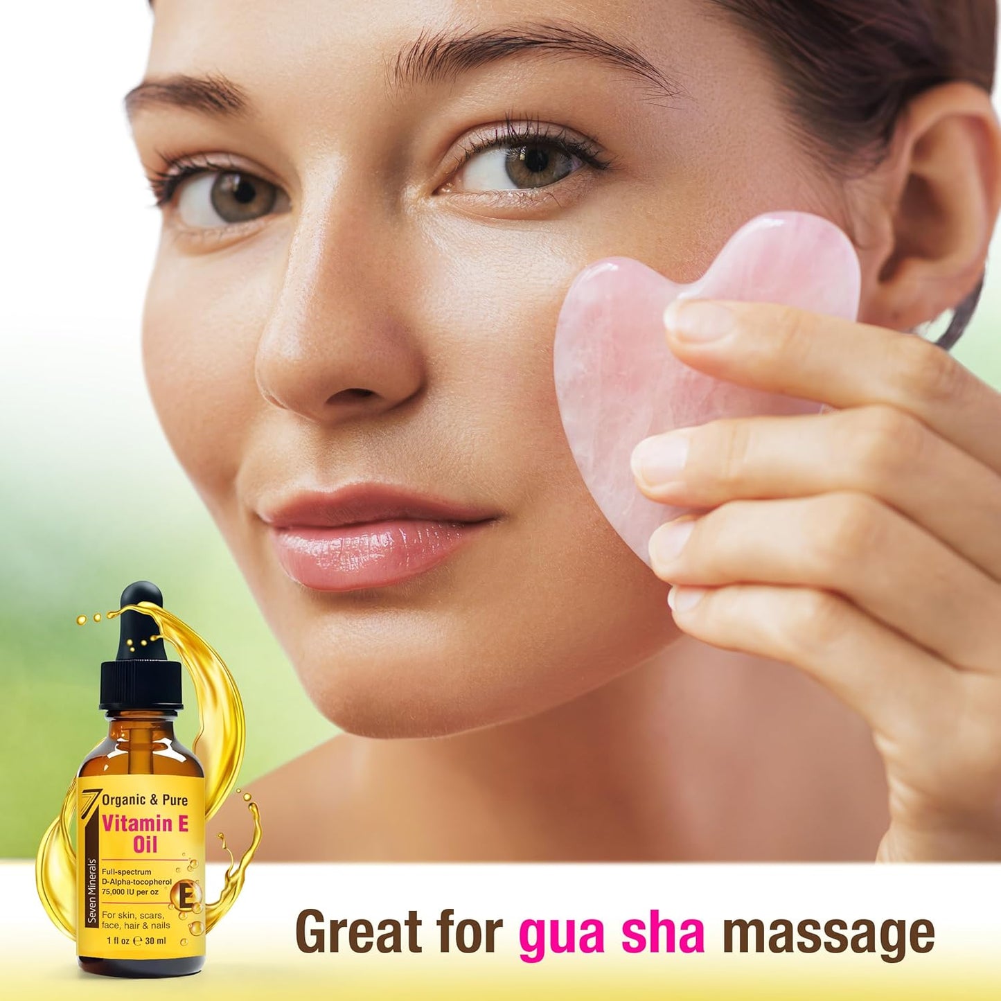 Seven Minerals Ultra Pure Vitamin E Oil - 75,000 I.U. Full-Spectrum D-Alpha Tocopherol, 1 Fl Oz - 100% Organic Vitamin E Oil for Skin, Face, Hair, and Scars - Naturally Occurring = Not Synthetic