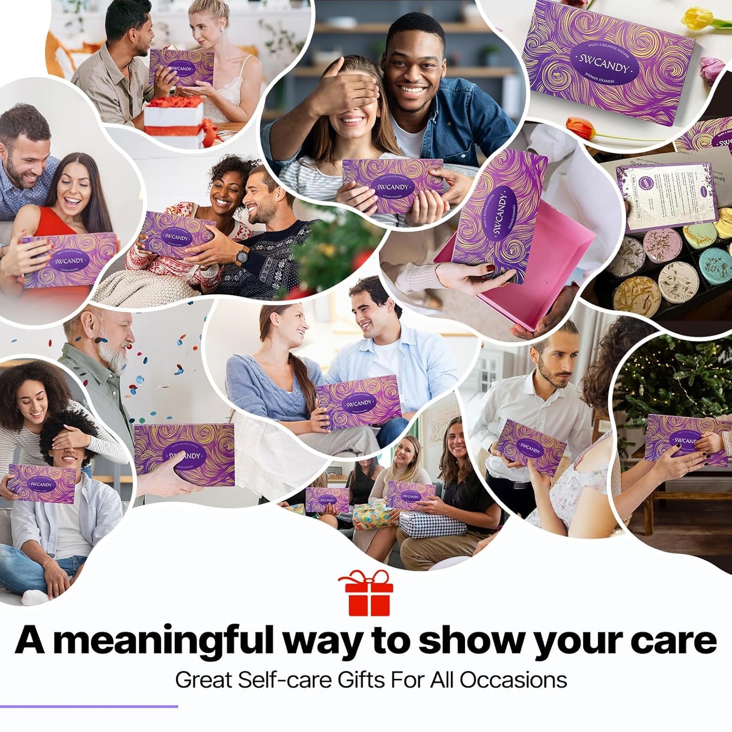 Shower Steamers Aromatherapy Birthday Gifts for Women - SWCANDY 8 Pcs Valentines Day Decorations, Her Mom Adults Men Him Teen Self Care with Natural Essential Oils Relaxation Home SPA Travel Holidays