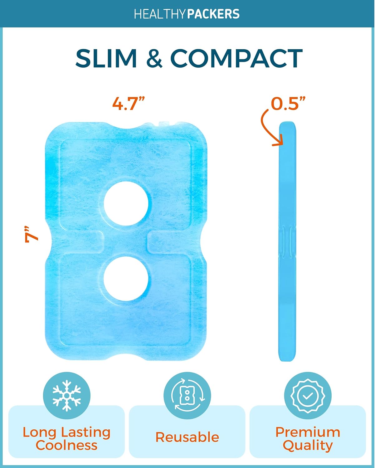 Healthy Packers Slim Ice Packs for Lunch Boxes & Coolers – Reusable, Long-Lasting Freezer Packs for Travel, Beach, Camping, and Office Use (Set of 4)