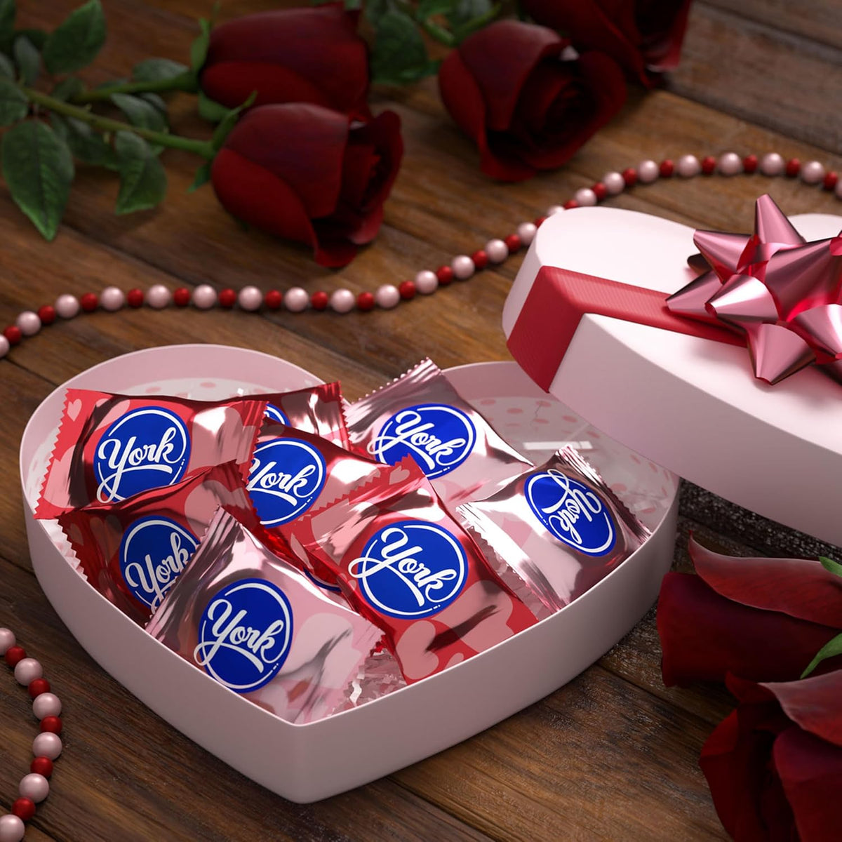 YORK Dark Chocolate Peppermint Patties Hearts, Valentine's Candy Bag, 9.6 oz