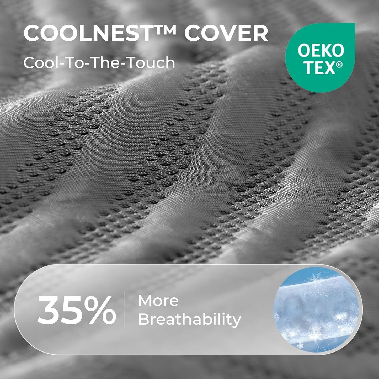 Sweetnight CoolNest 14 Inch King Size Mattress, Cooling King Memory Foam Mattress for Cool Night Sleep, 5-Zone Ergo Support for Pressure Relief, Medium, CertiPUR-US Certified