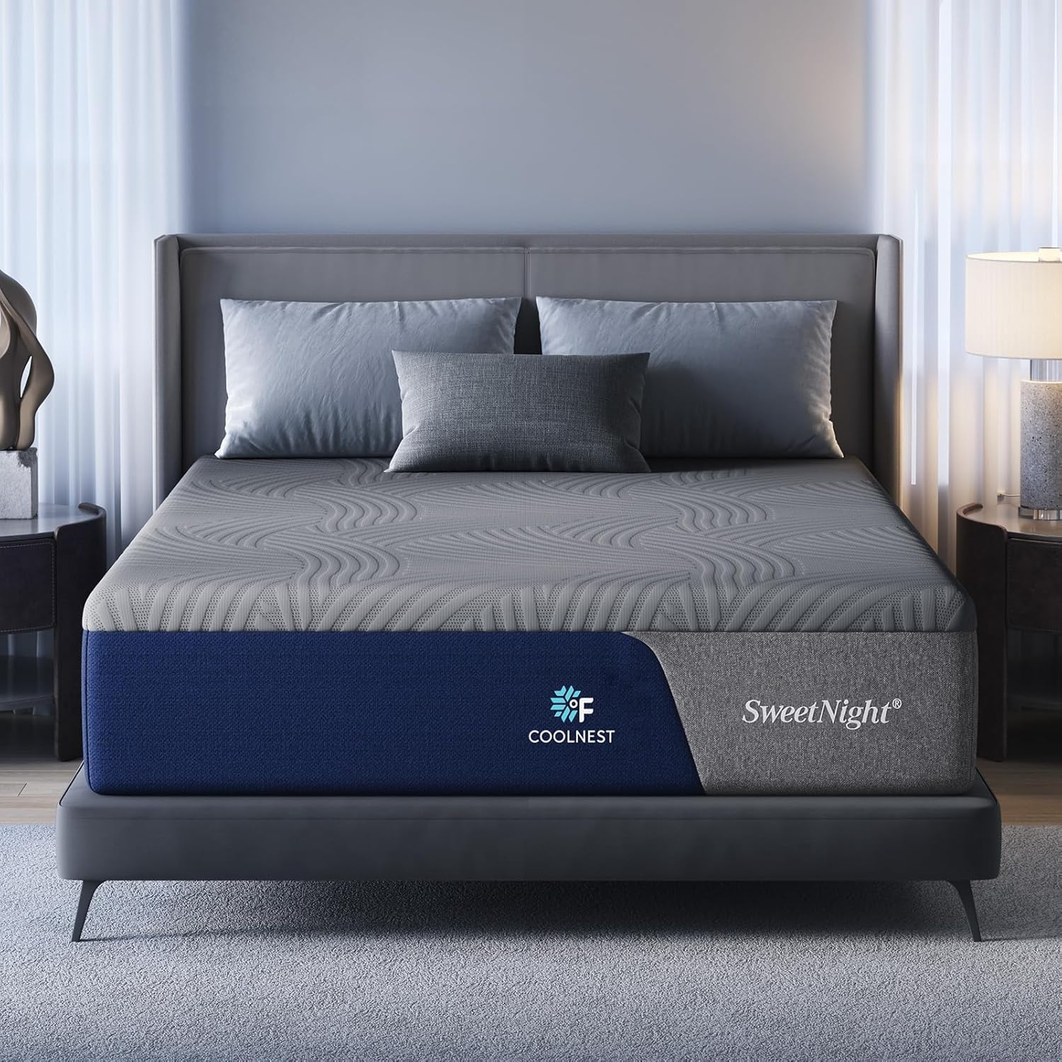 Sweetnight CoolNest 14 Inch King Size Mattress, Cooling King Memory Foam Mattress for Cool Night Sleep, 5-Zone Ergo Support for Pressure Relief, Medium, CertiPUR-US Certified