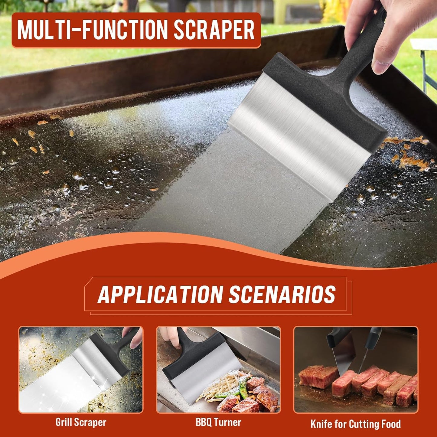 Griddle Cleaning Kit for Blackstone, Flat Top Grill Cleaning Kit with Grill Stone, Griddle Scraper & Griddle Brush Easy to Remove Stain