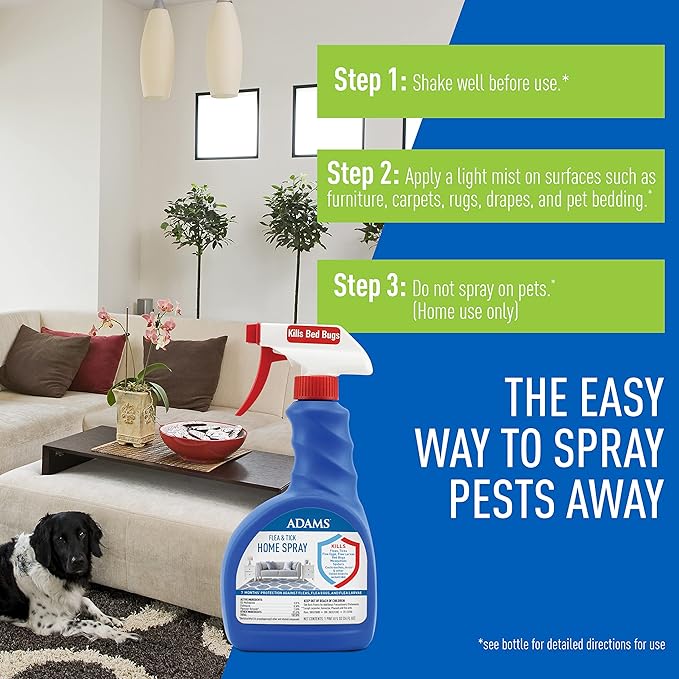 Flea & Tick Home Spray with Precor, Kills Fleas, Flea Eggs, Flea Larvae, Bed Bugs, Ticks, Ants, Cockroaches, Spiders, Mosquitoes And Many Other Listed Nuisance Pests In The Home, 24 Fl Oz