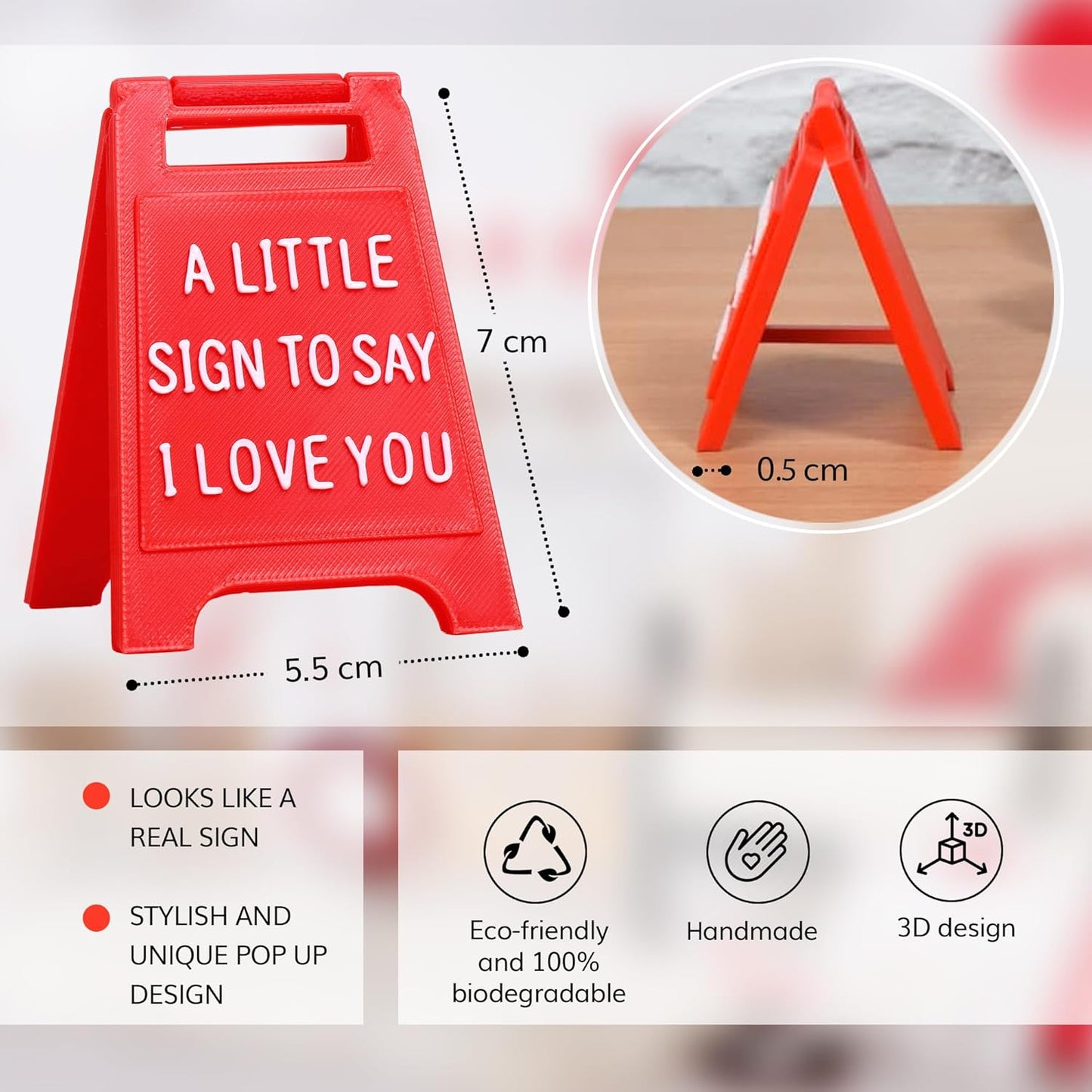 Mini Sign Valentine's Decoration Anniversary Present - Valentines Day Romantic I Love You Sign - Fun Boyfriend - Cute Birthday, Christmas, Wedding Gift for Girlfriend, Wife, Fiancee